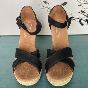 Toms Sienna Canvas Wedge Platform Sandal Size 8